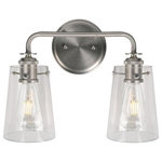 Forte - Forte 5118-02-55 Ronna, 2 Light Bath Vanity, Brushed Nickel/Satin Nickel - The Ronna transitional vanity fixture comes in bruRonna 2 Light Bath V Brushed Nickel Clear *UL Approved: YES Energy Star Qualified: n/a ADA Certified: n/a  *Number of Lights: 2-*Wattage:75w Medium Base bulb(s) *Bulb Included:No *Bulb Type:Medium Base *Finish Type:Brushed Nickel
