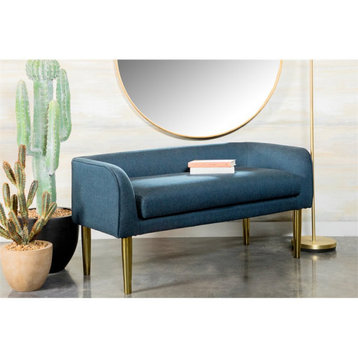 Coaster Transitional Fabric Low Back Upholstered Bench in Blue