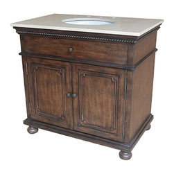 Antique 36 inch Single Sink Bathroom Vanity Cherry Brown Finish - Bathroom Vanities And Sink Consoles