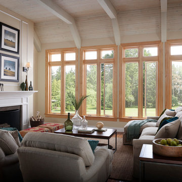 Essence series windows with fiberglass frame, decorative finish