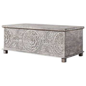 17Th C. Anglo Trunk Coffee Table, Gray