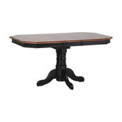 Pedestal Table, Antique Black With Clipped Edge Cherry Top
