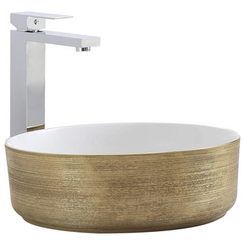 Fine Fixtures Luxury Vessel, Round 15", Brushed Gold