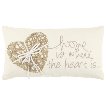 11" X 21" Ivory Home is Where the Heart Is Throw Pillow