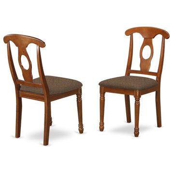 East West Furniture Napoleon 39" Fabric Dining Chairs in Saddle Brown (Set of 2)