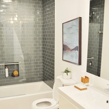 Gray Glass Tile Bathroom