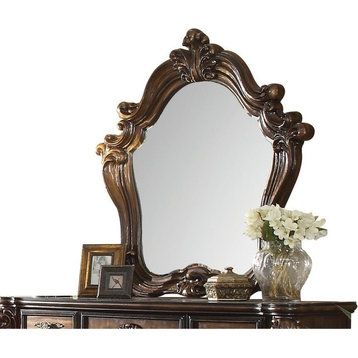 ACME Versailles Arched Top Wood Frame Dresser Mirror in Cherry Oak
