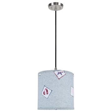 71053, 1-Light Hanging Pendant Ceiling Light, Light Blue and Patriotic Accents