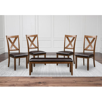Russell Wood Dining Chair, Set of 4 and Bench, Light Brown