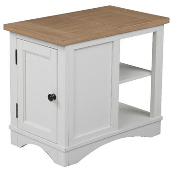 Bowery Hill Traditional Wood Chairside Table in White Finish