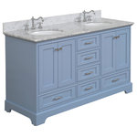 Kitchen Bath Collection - Harper 60" Bathroom Vanity, Powder Blue, Carrara Marble, Double - The Harper: Style, storage, and quality. No compromise necessary.