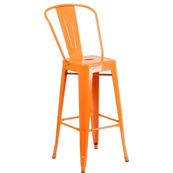 Flash Furniture Commercial Grade Metal Barstool, Orange - CH-31320-30GB-OR-GG