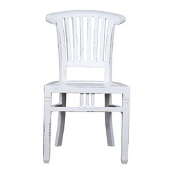 Sunset Trading Cottage Whitewashed Slat Back Chair - Dining Chairs