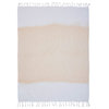 Luxurious Coastal Neutral Tassel Throw, White Peach Casual Comfy Blanket Ombre