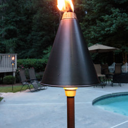 Kennesaw, GA House and Backyard Lighting Project Brass Tiki Torch - Outdoor Lighting
