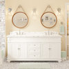 Elizabeth 72" Double Bathroom Vanity, White, Carrara Marble