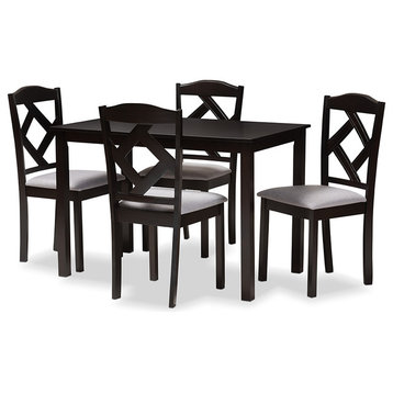 Ruth Espresso Brown and Gray Upholstered 5-Piece Dining Set