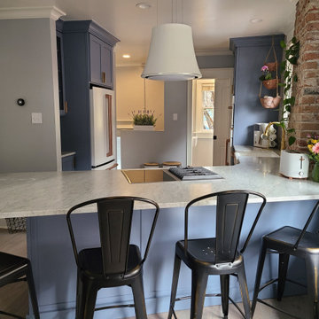 Blue Cabinets Cafe French Door Oven