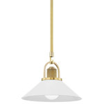 Hudson Valley Lighting - Syosset 1-Light Small Pendant, Aged Brass, Soft Off White Shade - Features: