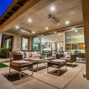 Exterior Outdoor Living Room of custom home in Cheviot Hills, CA