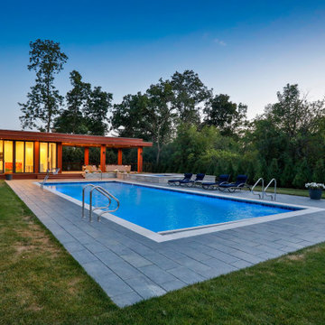 Glenview, IL Swimming Pool and Raised Hot Tub