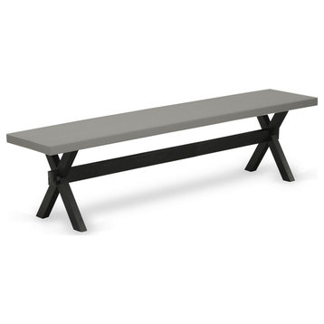 X-Style 15X72, Dining Bench With Wirebrushed Black Leg and Cement Top