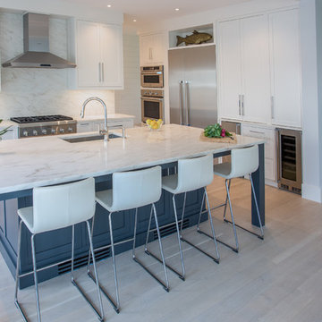Transitional Rowayton Kitchen w/ Vintage Navy Island