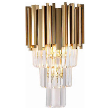 Gio Polished Gold Crystal Wall Sconce