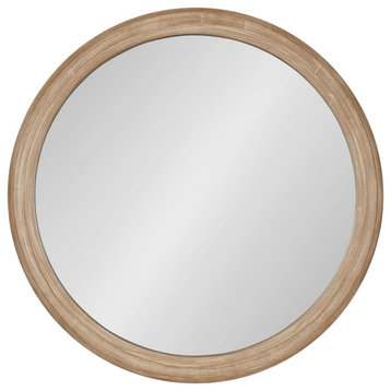 Mansell Wood Framed Wall Mirror, Brown 28 Diameter