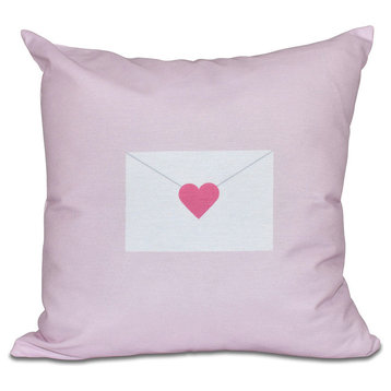 Valentine Print Outdoor Pillow, Pale Pink, 20"x20"