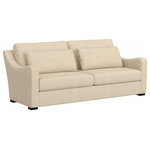 Hillsdale Furniture - Hillsdale York Upholstered Sofa - It's been a long day. So, kick off your shoes, grab your softest blanket, and curl up for the foreseeable future on this Transitional Couch. Crafted for style and comfort, this double seat cushioned living room couch comfortably seats up to three people and is fully covered in a soft and neutral sand upholstery that lets it blend in with any decor. Plus, removable cushions, two matching, included lumbar pillows, and slightly scooped arms give you so many ways to recline and relax with your favorite book or new binge-worthy TV obsession. Assembly required.