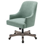 OSP Home Furnishings - Bradwell Office Chair- Mint-Rustic Wood Base-Semi Asm - Add an element of crisp, tailored sophistication and comfort with our Upholstered Office Chair, the perfect blend of style, and functionality. Featuring  a well-suited piping detail, this chair adds a touch of elegance to any workspace. With 360? swivel, you can effortlessly move around your desk, reaching everything you need with ease. Height adjustable seat ensures optimal positioning for your body. The adjustable tilt tension allows you to customize the seat angle to suit your preferences, promoting a more relaxed and productive work environment.Crafted with a beautiful wood base, this chair not only looks great but also offers long-lasting durability. The burnished metal caster caps add a stylish upgrade, making this chair a statement piece in your office.Assembly is a breeze with the simple base and caster attachment.