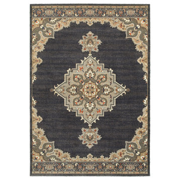 Parham Floral Medallion Blue and Gray Area Rug, 1'10"x3'0"