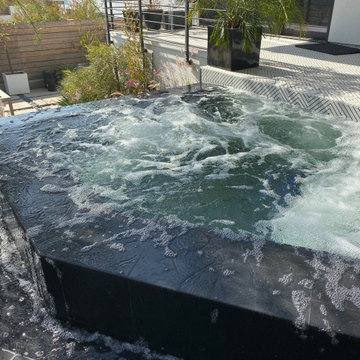 Los Angeles Contemporary Spa Build with Remodeled Deck and Backyard