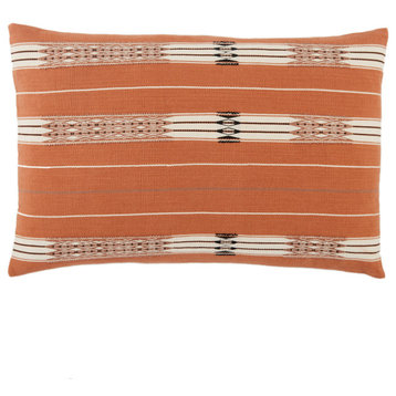Jaipur Living Phek Hand-Loomed Tribal Terracotta/Cream Poly Lumbar Pillow