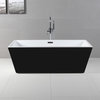 59" Black/White Rectangular Acrylic Free Standing Soaking Bathtub