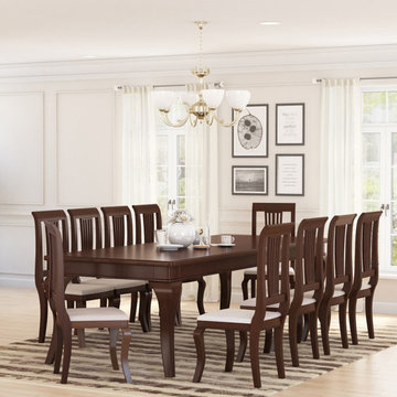 Cromberg Solid Mahogany Wood Dining Table and Chair Set