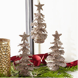 Glitter Forest Ornaments - Set of 3 - New - Christmas Ornaments