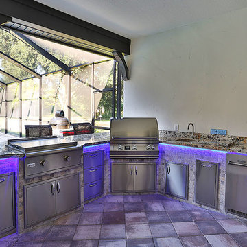 Expansive Outdoor Kitchen with Fire Magic Grill and Teppanyaki Grill