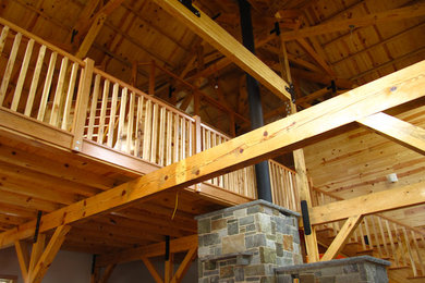 Example of an arts and crafts living room design in Burlington