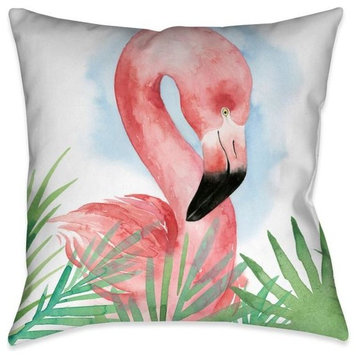 Watercolor Flamingo Indoor Decorative Pillow, 18"x18"