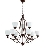Quorum - Quorum 614-9-86 Flora - Nine Light 2-Tier Chandelier - Shade Included: TRUE* Number of Bulbs: 9*Wattage: 60W* BulbType: Medium Base* Bulb Included: No
