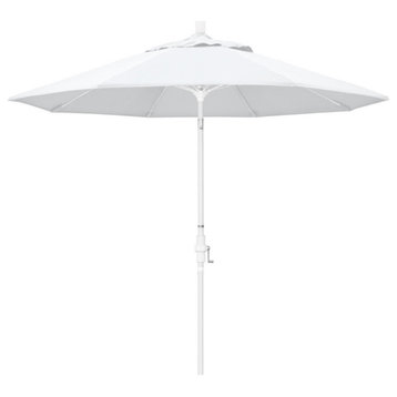 9' Matted White Collar Tilt Lift Fiberglass Rib Aluminum Umbrella, Olefin, White
