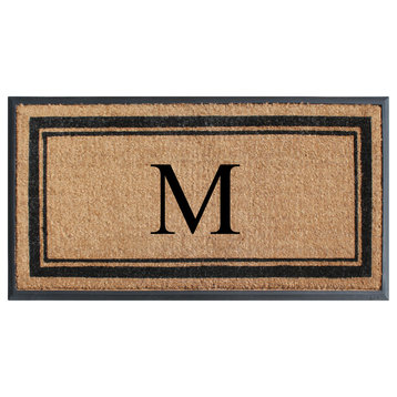 A1HC Picture Frame Natural Rubber and Coir Large Monogrammed Doormat 24"x48", M