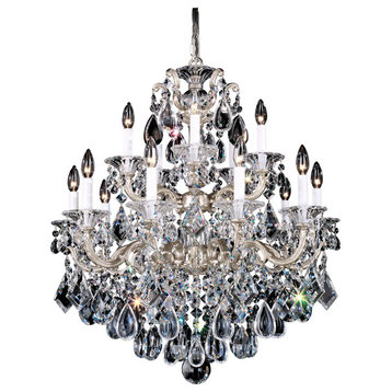 La Scala 15-Light Chandelier in Antique Silver With Clear Heritage Crystal