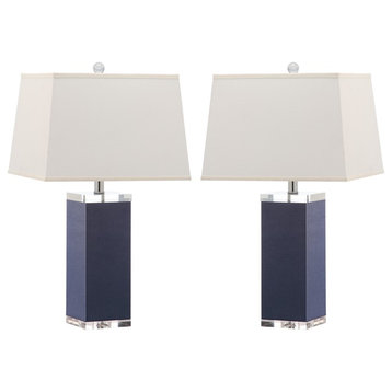 Safavieh Deco Leather Table Lamps, Set of 2, Navy