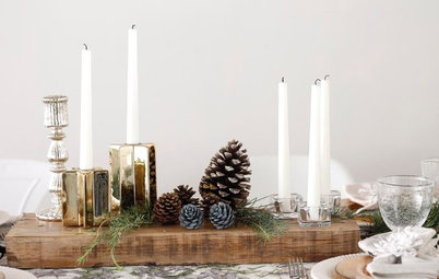 Hazlo tú mismo: Un centro de mesa con piñas decoradas y velas