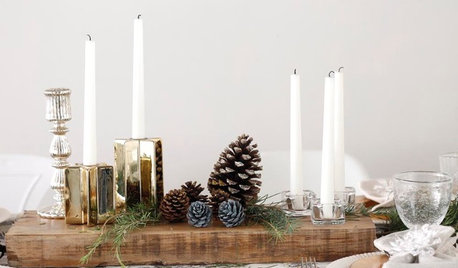 Hazlo tú mismo: Un centro de mesa con piñas decoradas y velas