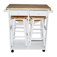 Yu Shan CO USA Ltd - Yu Shan CO USA Ltd 355-21 Breakfast cart with drop-leaf table, White - Indoor Pub and Bistro Sets