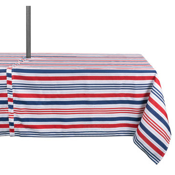DII Patriotic Stripe Outdoor Tablecloth With Zipper 60"x120"